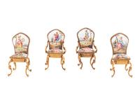 Six Viennese Enameled Miniature Furniture Articles