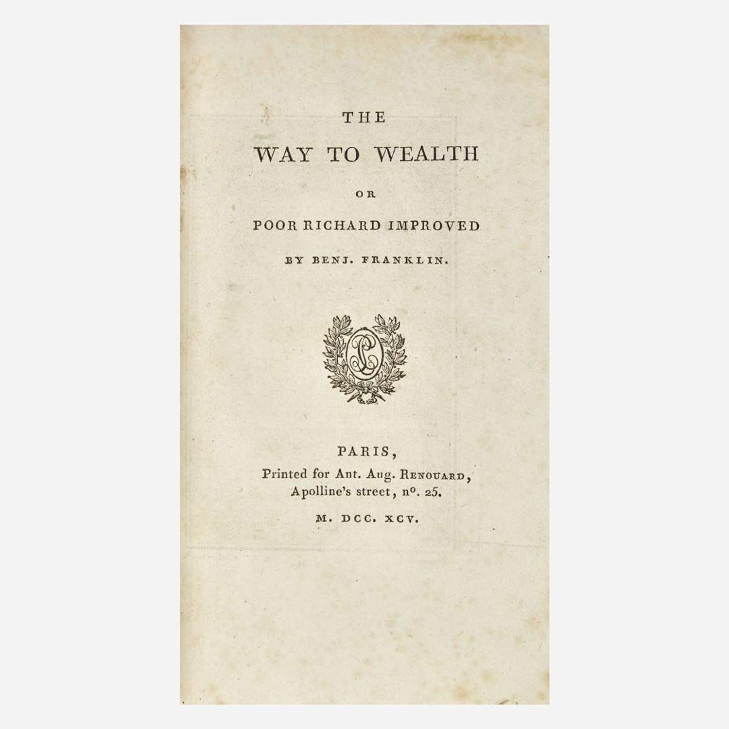 [Americana] Franklin, Benjamin The Way to Wealth or Poor Richard Improved