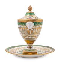 A French Porcelain Covered Cup and Saucer