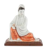 A Chinese Iron Red Decorated Porcelain Figure of Guanyin