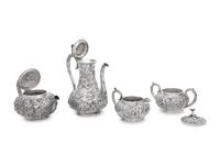 An S. Kirk and Son Silver Repousse Four-Piece Tea and Coffee Service