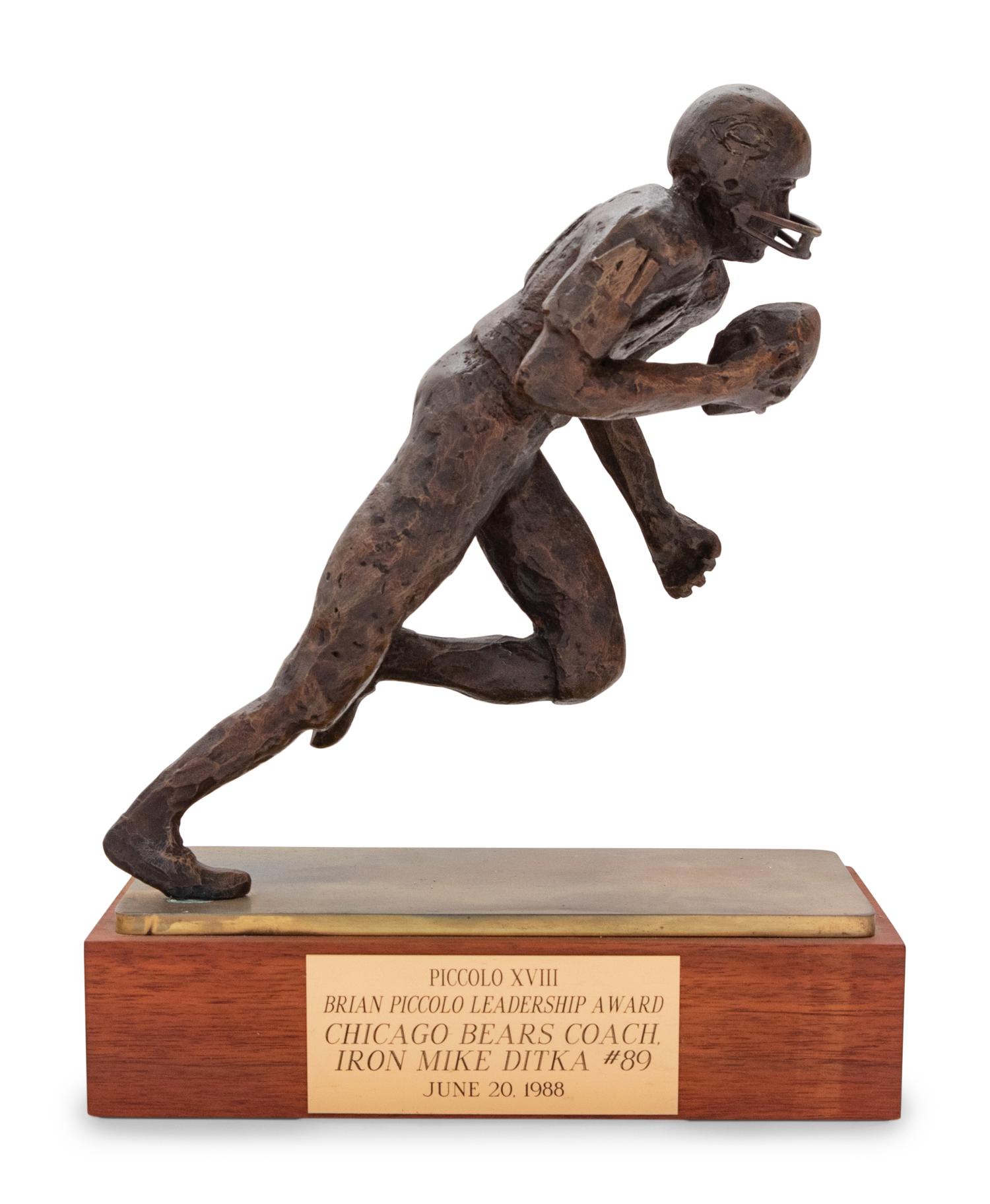 A 1988 Brian Piccolo Leadership Award Presented to Mike Ditka Formerly Displayed at Mike Ditka's Restaurant
