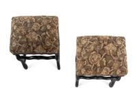 A Pair of Louis XIII Style Ebonized Tabourets