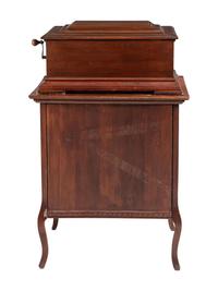 A Mira Mahogany-Cased Disc Music Box and Cabinet