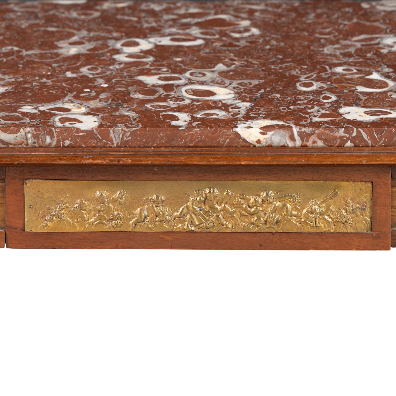 A French Gilt Bronze Mounted Mahogany and Marble-Top Low Table