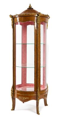 A Louis XV Style Gilt Metal Mounted Fruitwood Vitrine Height 81 x diameter 34 1/2 inches. — 20TH CENTURY