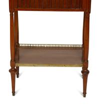 A Louis Philippe Mahogany Marble Top Side Table with Tambour Door