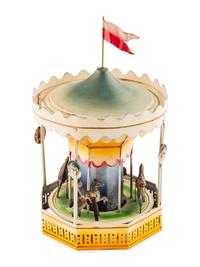 A German Tin Lithograph Wind Up Carousel Toy