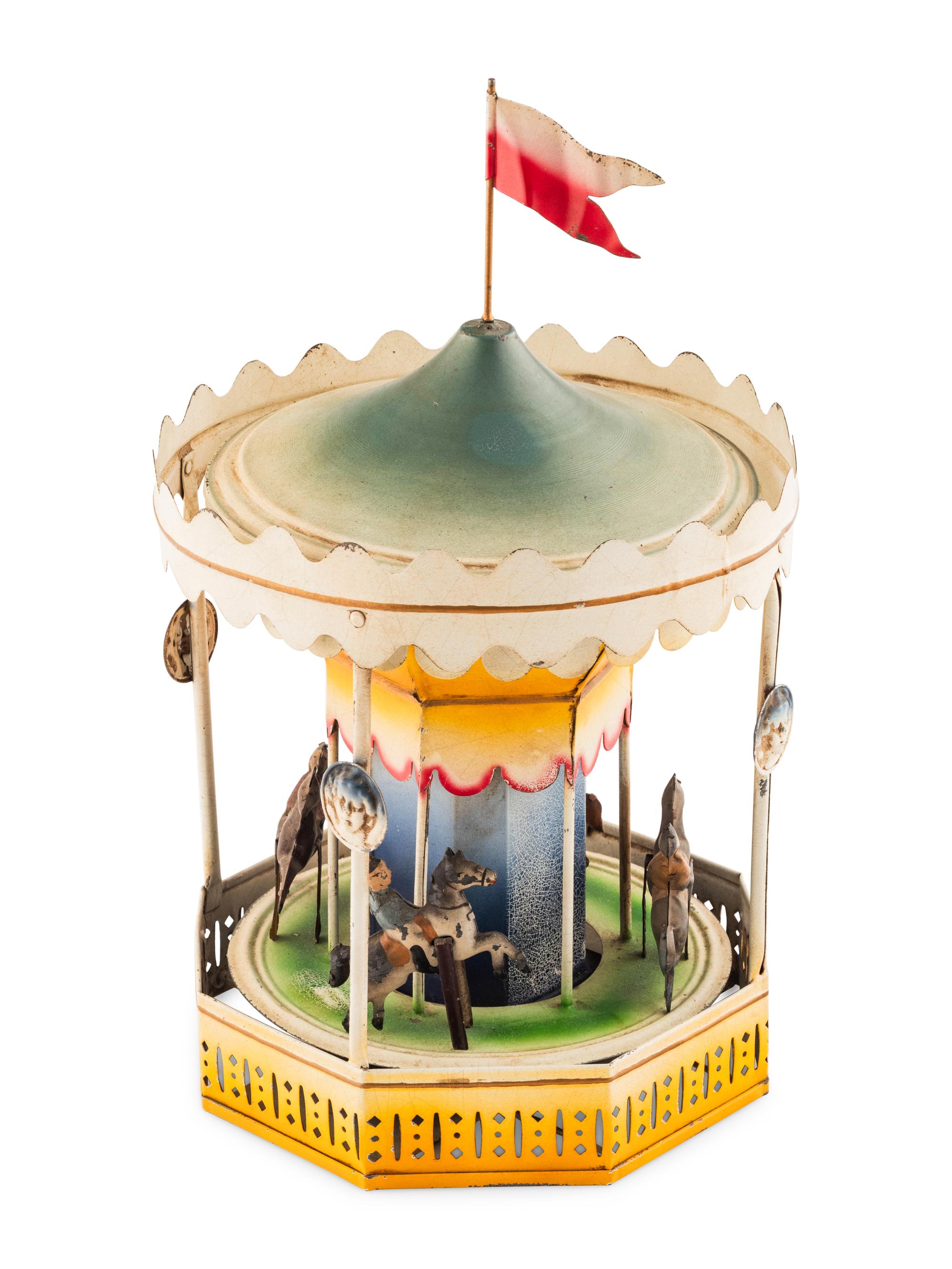 A German Tin Lithograph Wind Up Carousel Toy