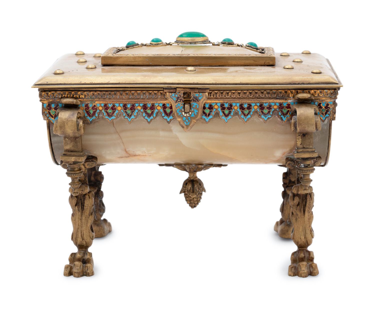 A French Onyx and Champlevé Table Casket