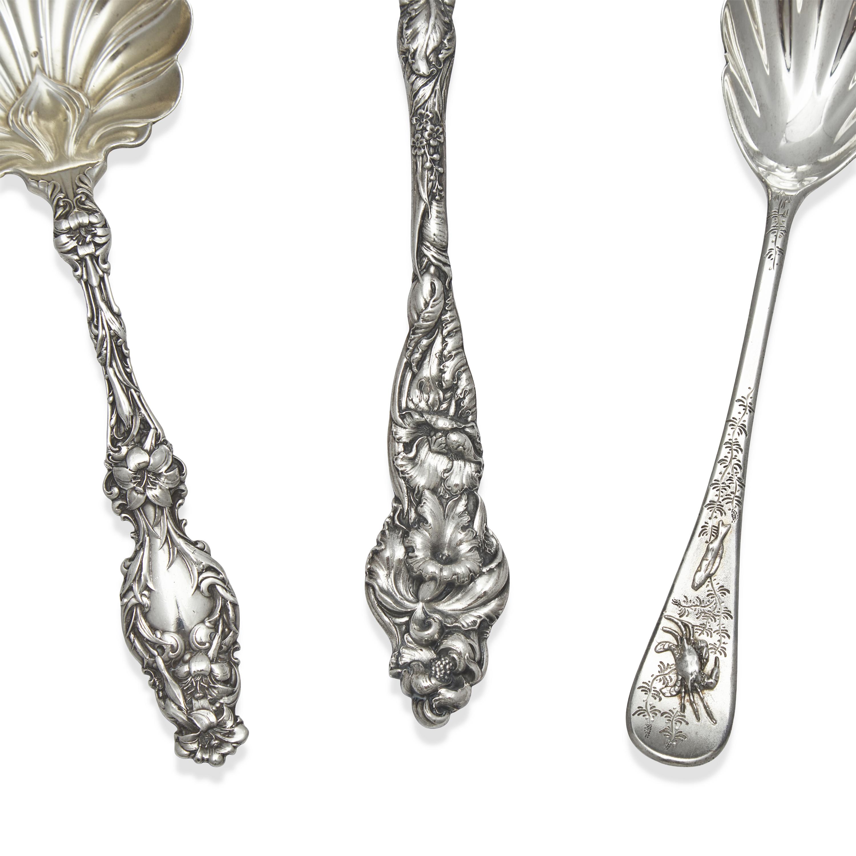 Three Aesthetic Movement and Art Nouveau Sterling Silver Spoons