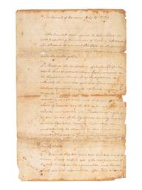 CLINTON, George (1739-1812). Council of Revision document twice-signed ("Geo. Clinton"), as Governor of New York, 15 July 1789.