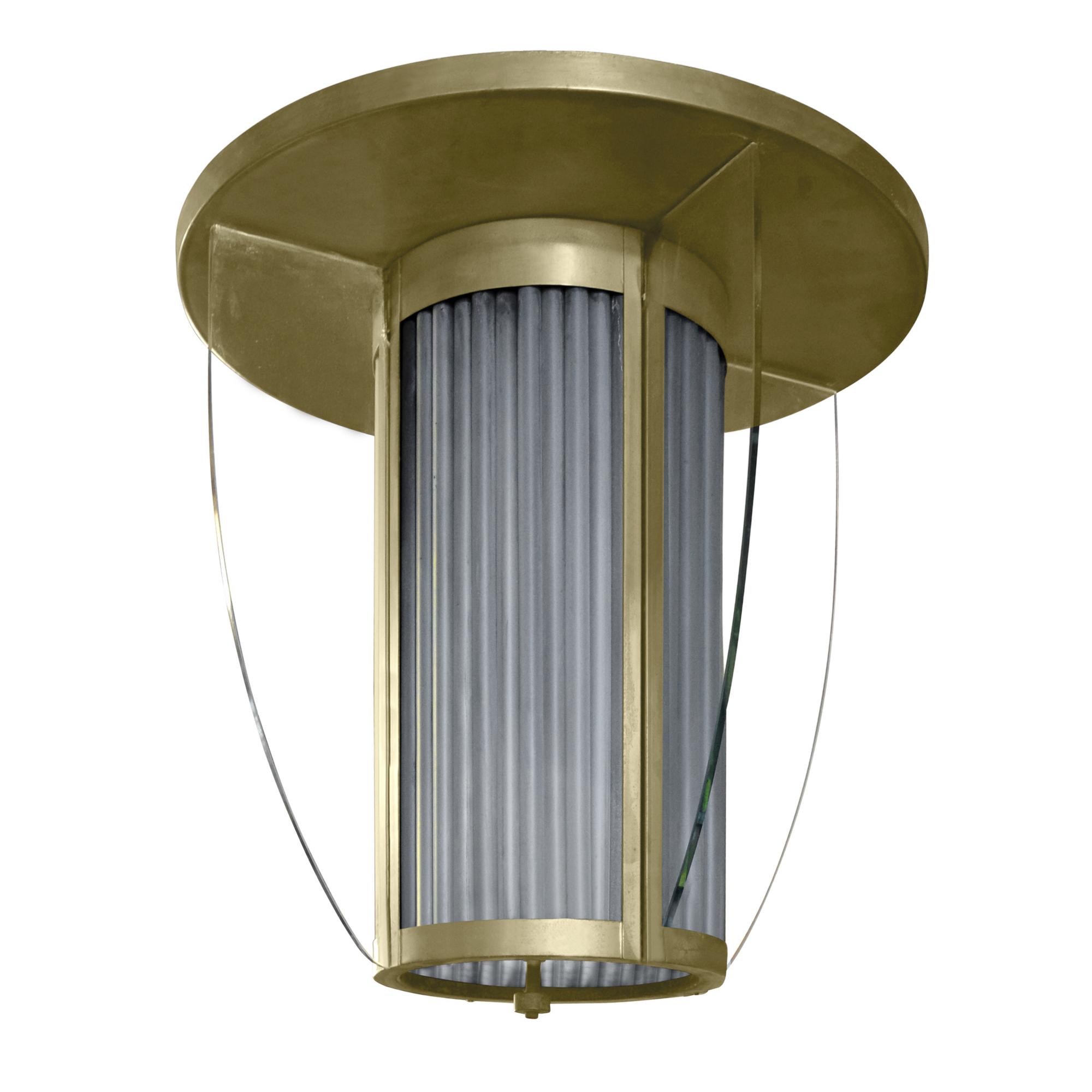 A Brass and Glass Light Fixture 19.5" W x 19.5" D x 21" H — United States, Mid-20th Century