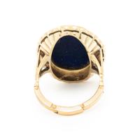 LAPIS LAZULI CAMEO AND SEED PEARL RING