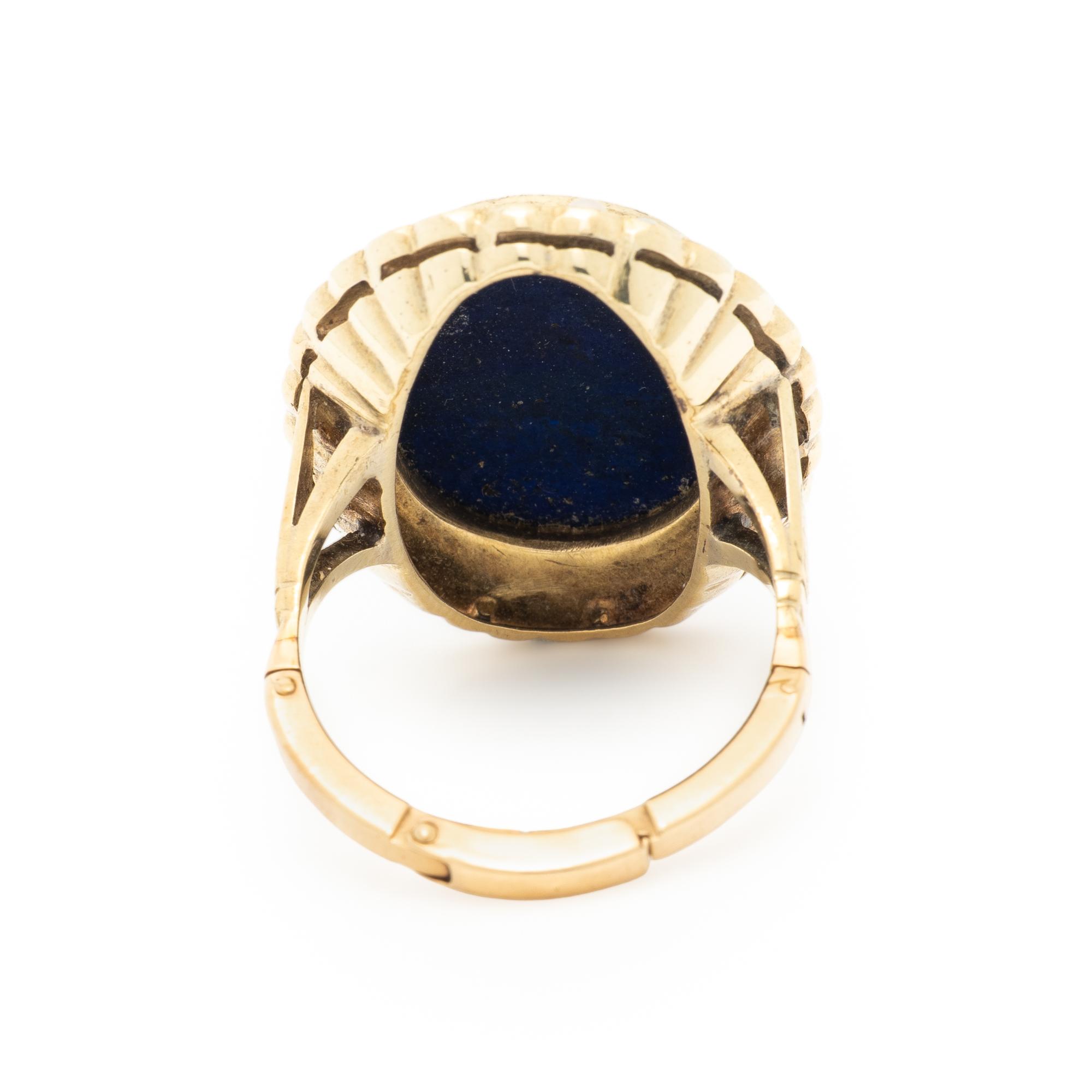 LAPIS LAZULI CAMEO AND SEED PEARL RING
