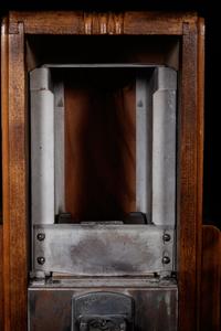 A Unique 10 Cent Exhibit Card Vending Machine with Mickey Mantle Card in Window and 18 Additional Baseball Cards