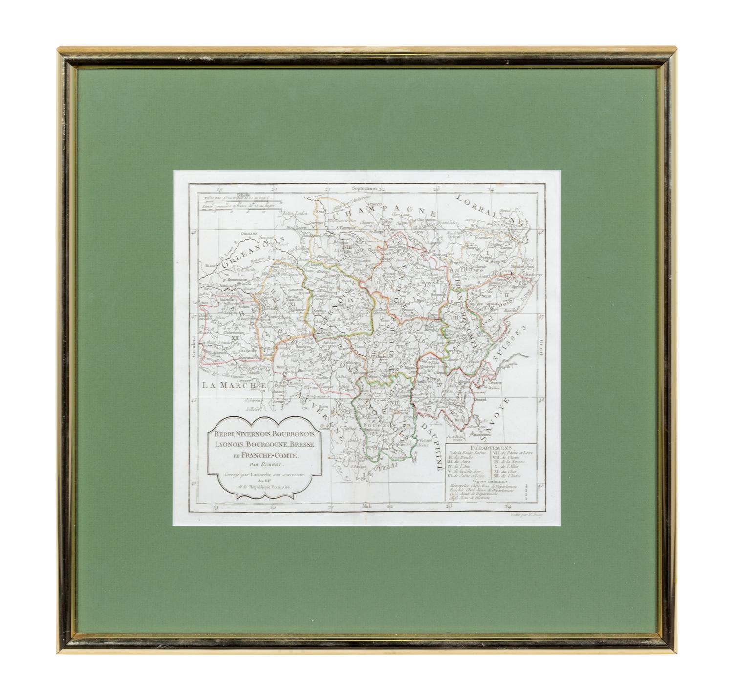 [Charles Francois Delamarche (1740-1817)]. Berri, Nivernois, Bourbonois, Lyonois, Bourgogne, Bresse, et Franche-Comté. France, ca 1762.