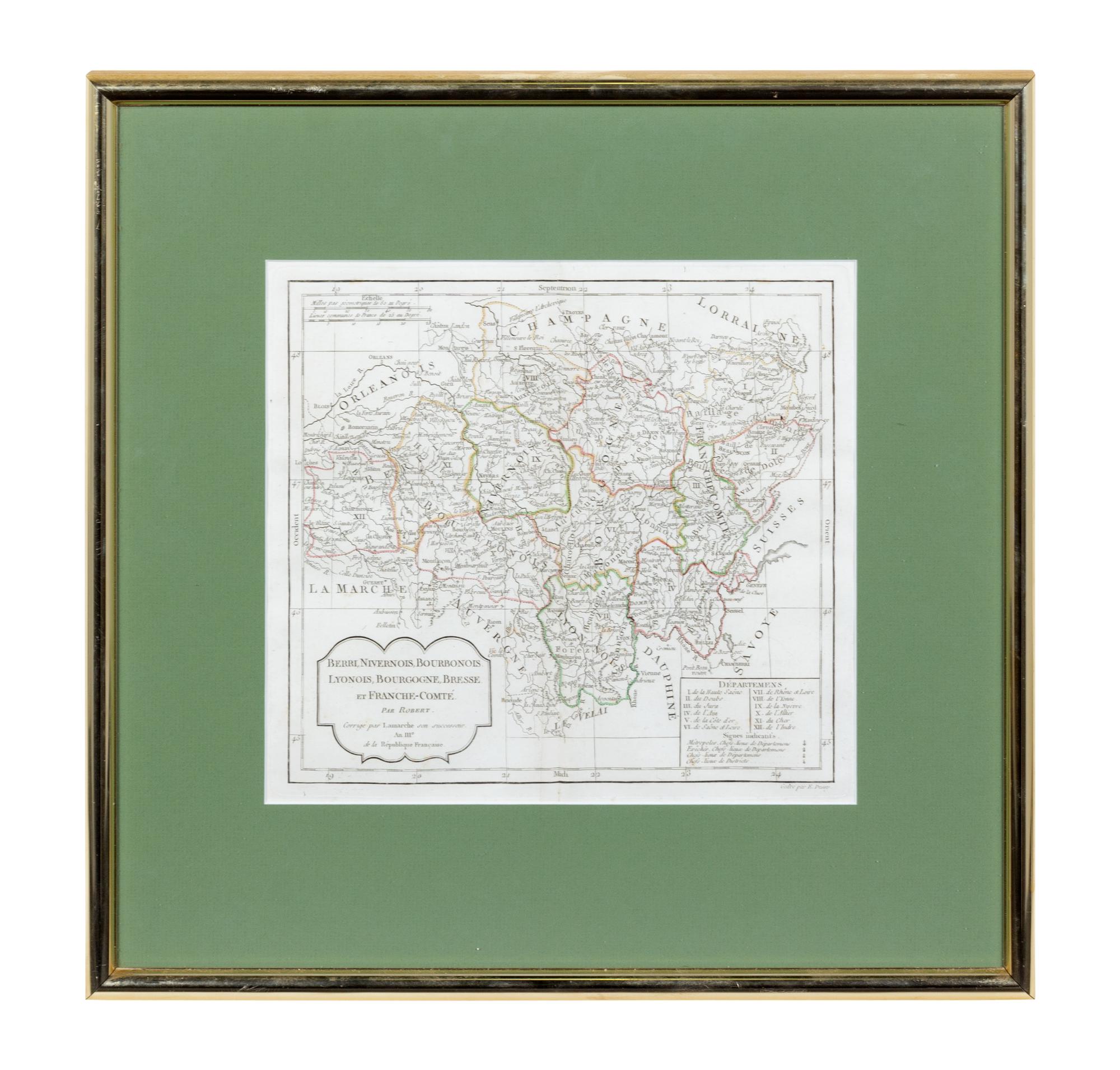 [Charles Francois Delamarche (1740-1817)]. Berri, Nivernois, Bourbonois, Lyonois, Bourgogne, Bresse, et Franche-Comté. France, ca 1762.