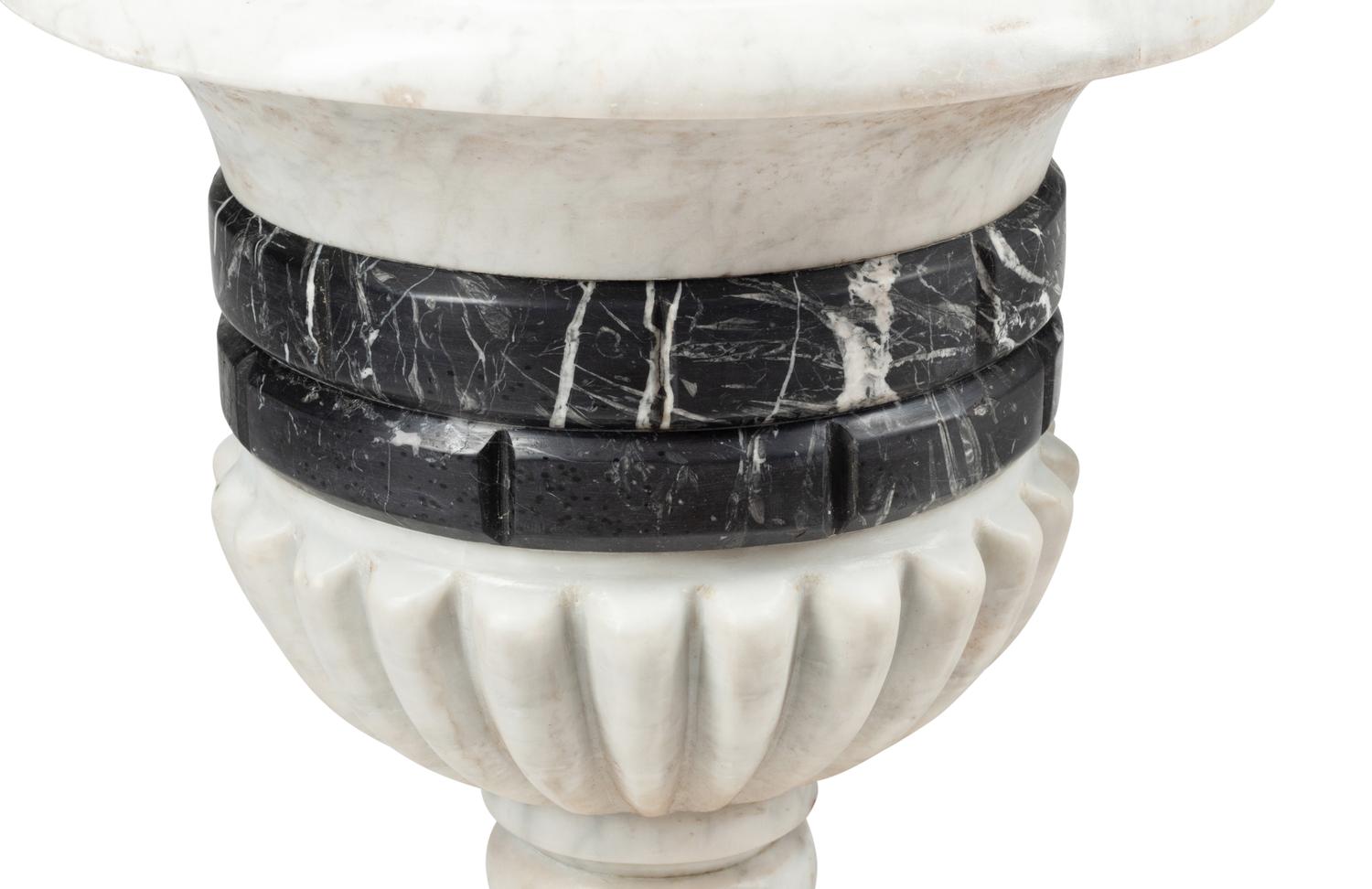 A Pair of Italian Carved Marble Urns