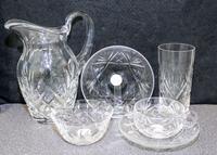 A St. Louis Cut Glass Table Service Height of pitcher 8 1/2 inches.