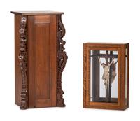 A Spanish Colonial Carved and Painted Wood Crucifix