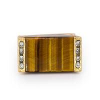Tiger's Eye, Diamond, and Yellow Gold Ring