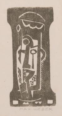 Max Weber, (American, 1881-1961), Portrait, Figure, Nude with Upraised Arm; Head, and Reclining Nude (set of five woodcuts)