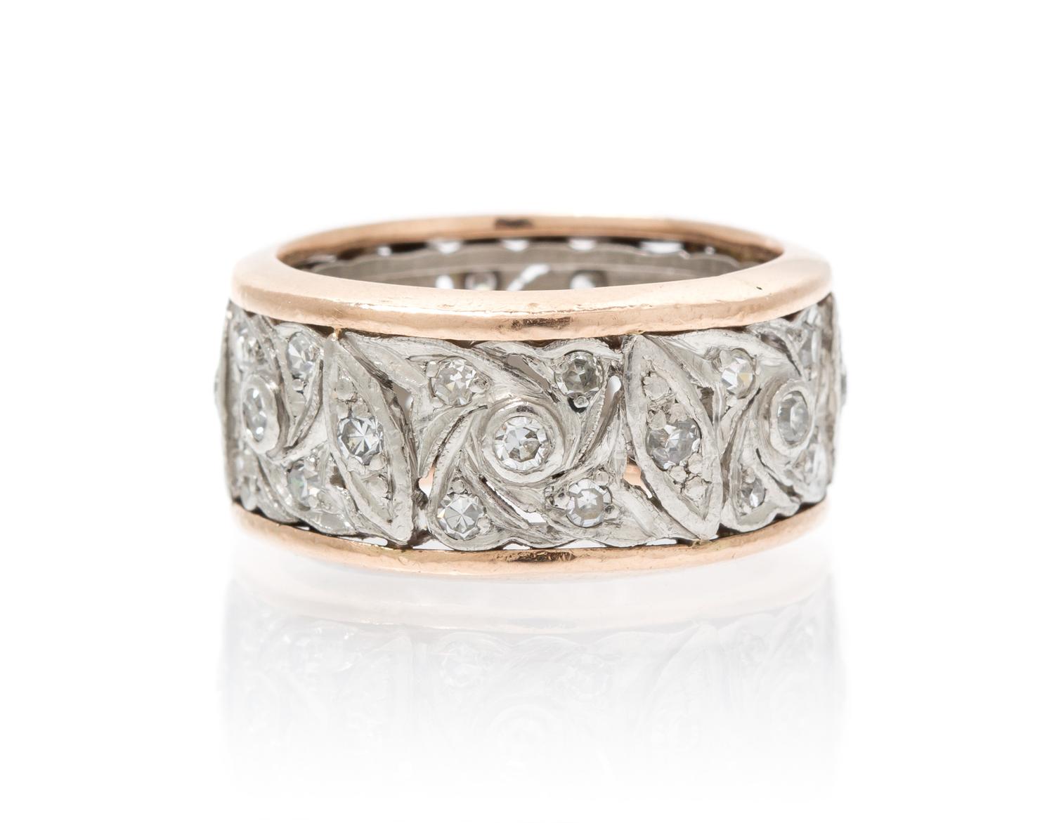 A Platinum, Rose Gold and Diamond Ring, 8.80 dwts.