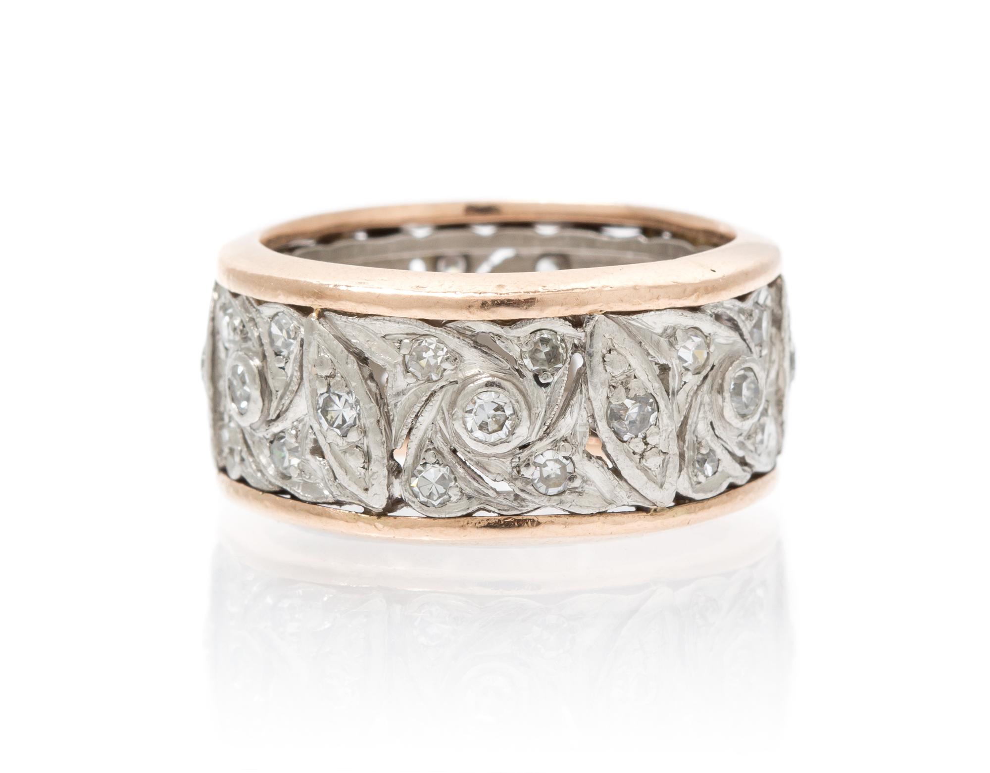 A Platinum, Rose Gold and Diamond Ring, 8.80 dwts.