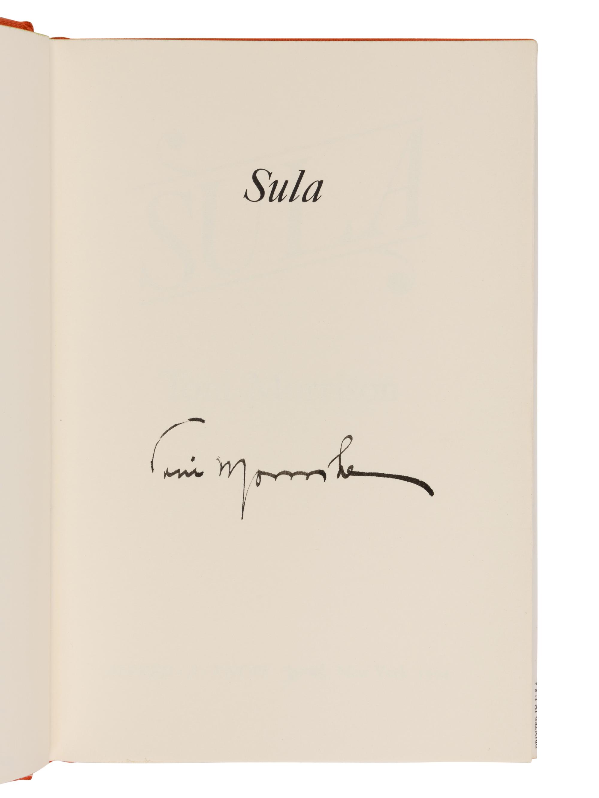 MORRISON, Toni (1931-2019). Sula . New York: Alfred A. Knopf, 1974.