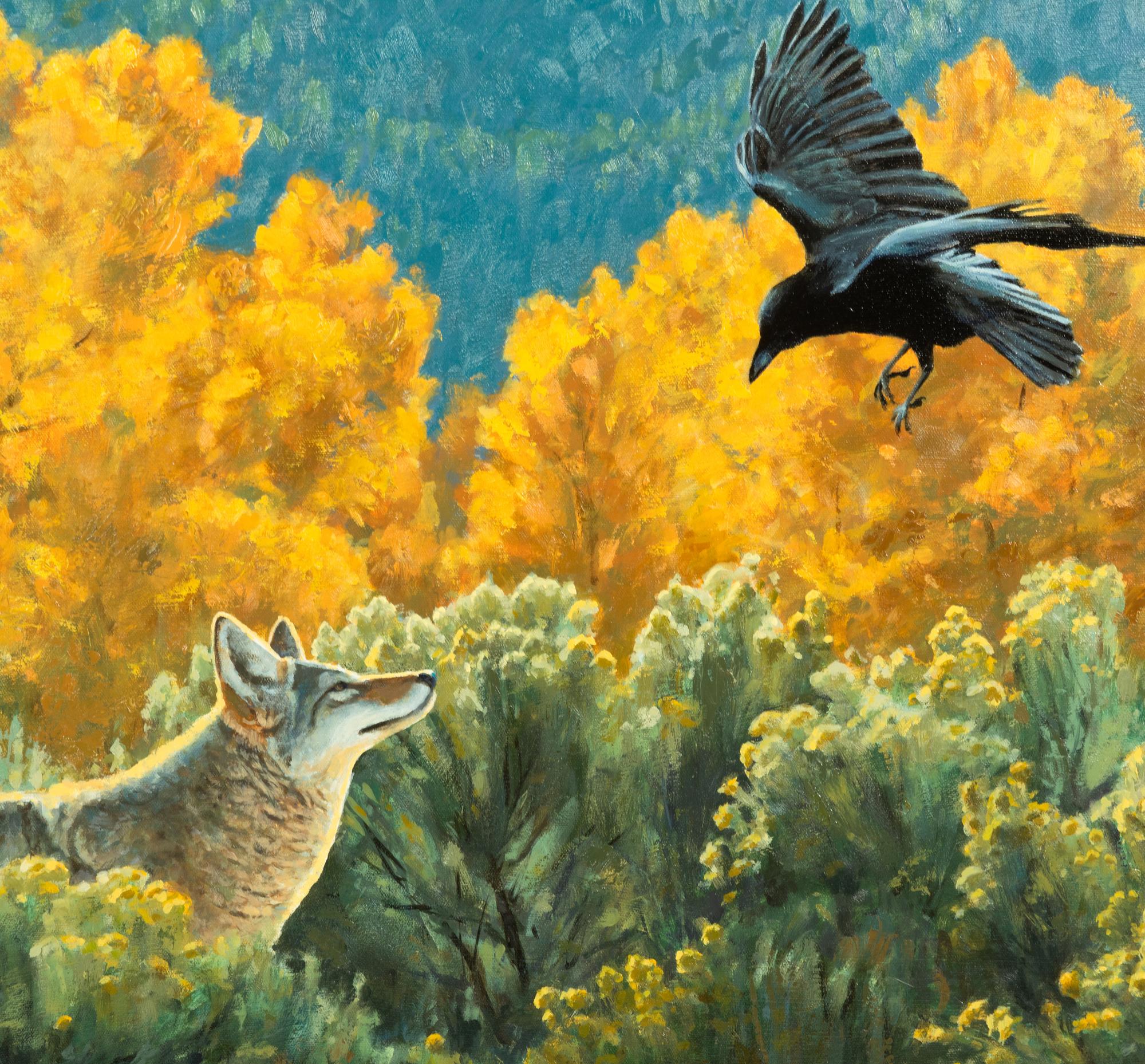 Yellow Aspens and Raven