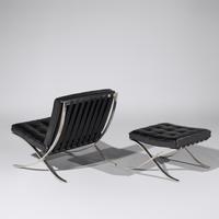Pair of Barcelona Chairs with Ottoman for Knoll