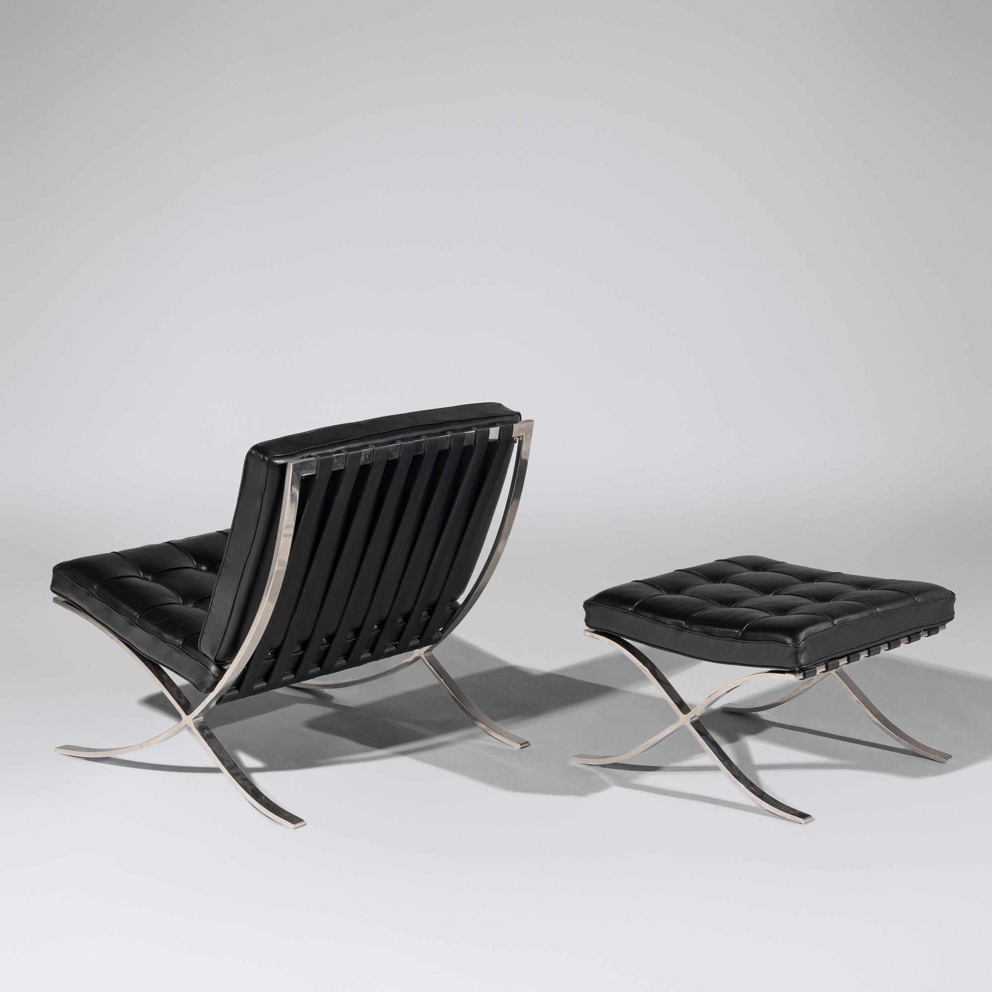 Pair of Barcelona Chairs with Ottoman for Knoll