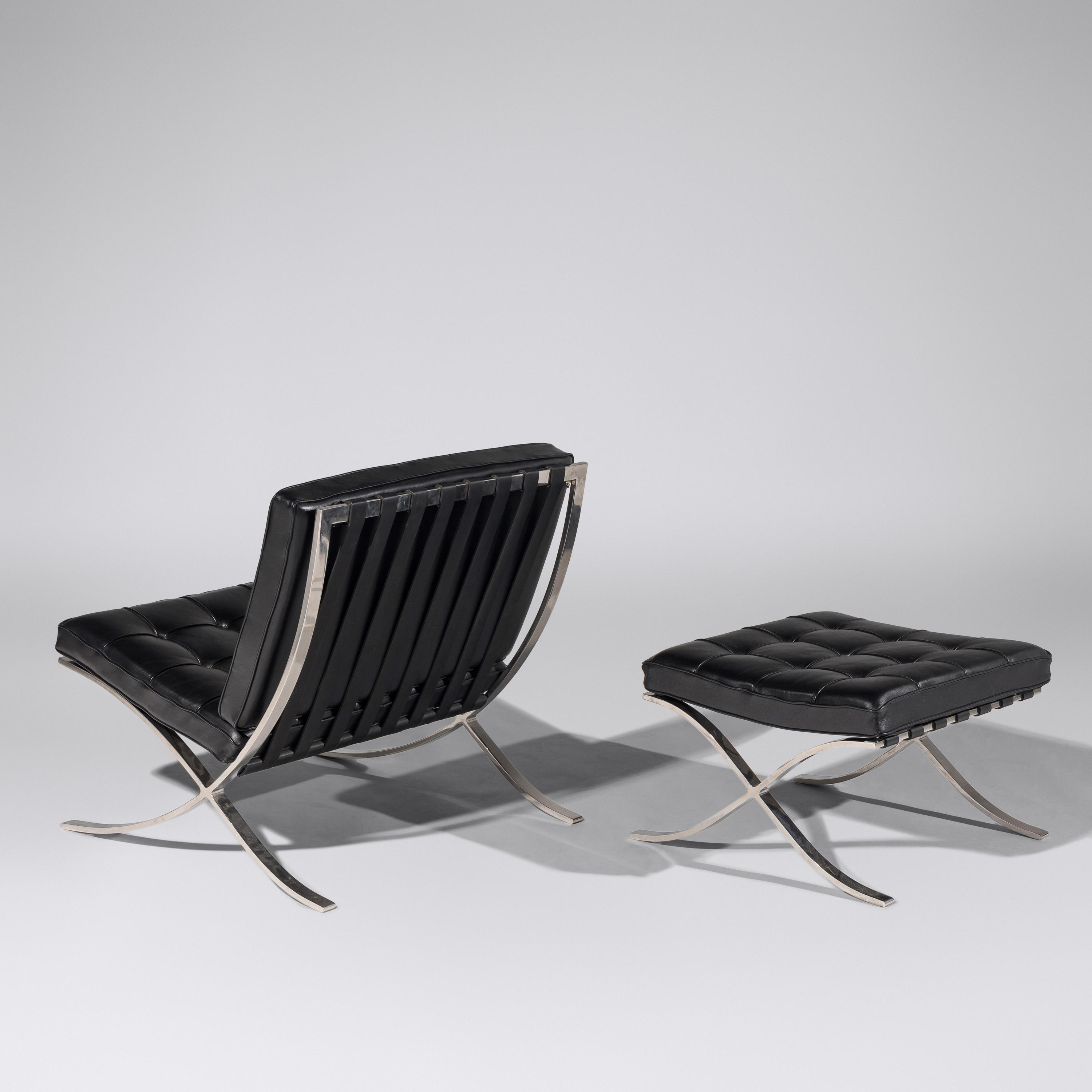 Pair of Barcelona Chairs with Ottoman for Knoll