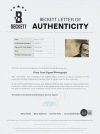 A Dizzy Dean Signed Autograph Photo (Beckett Authentication Services)