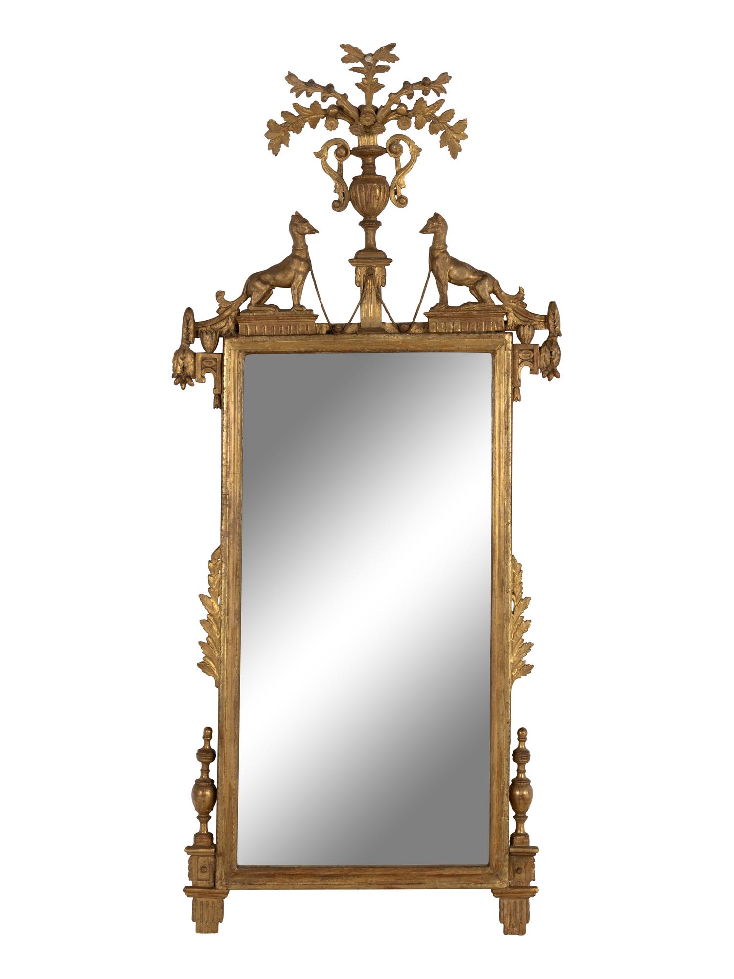 An Italian Neoclassical Carved Giltwood Mirror