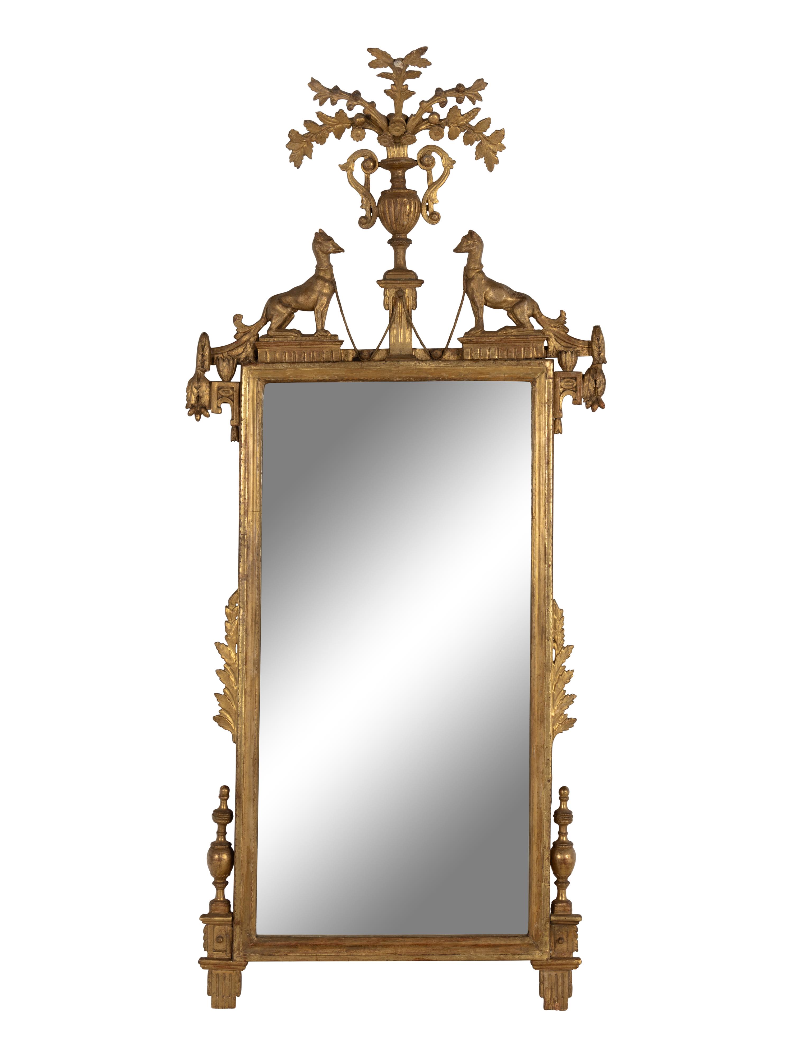 An Italian Neoclassical Carved Giltwood Mirror