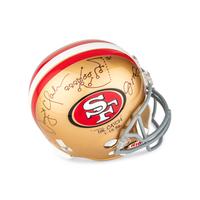 A Joe Montana and Dwight Clark Dual Signed Autograph San Francisco 49ers Full Size Helmet — With "The Catch" Diagram Drawn by Clark