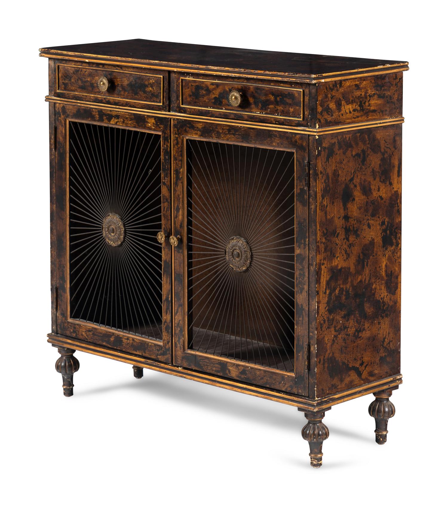 An English Faux Tortoise Shell-Painted Cabinet