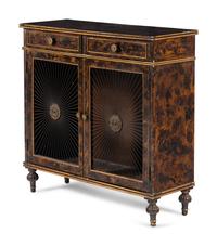 An English Faux Tortoise Shell-Painted Cabinet