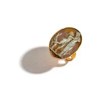 A Neoclassical Gold and Onyx Cameo Finger Ring with a Bacchic Scene