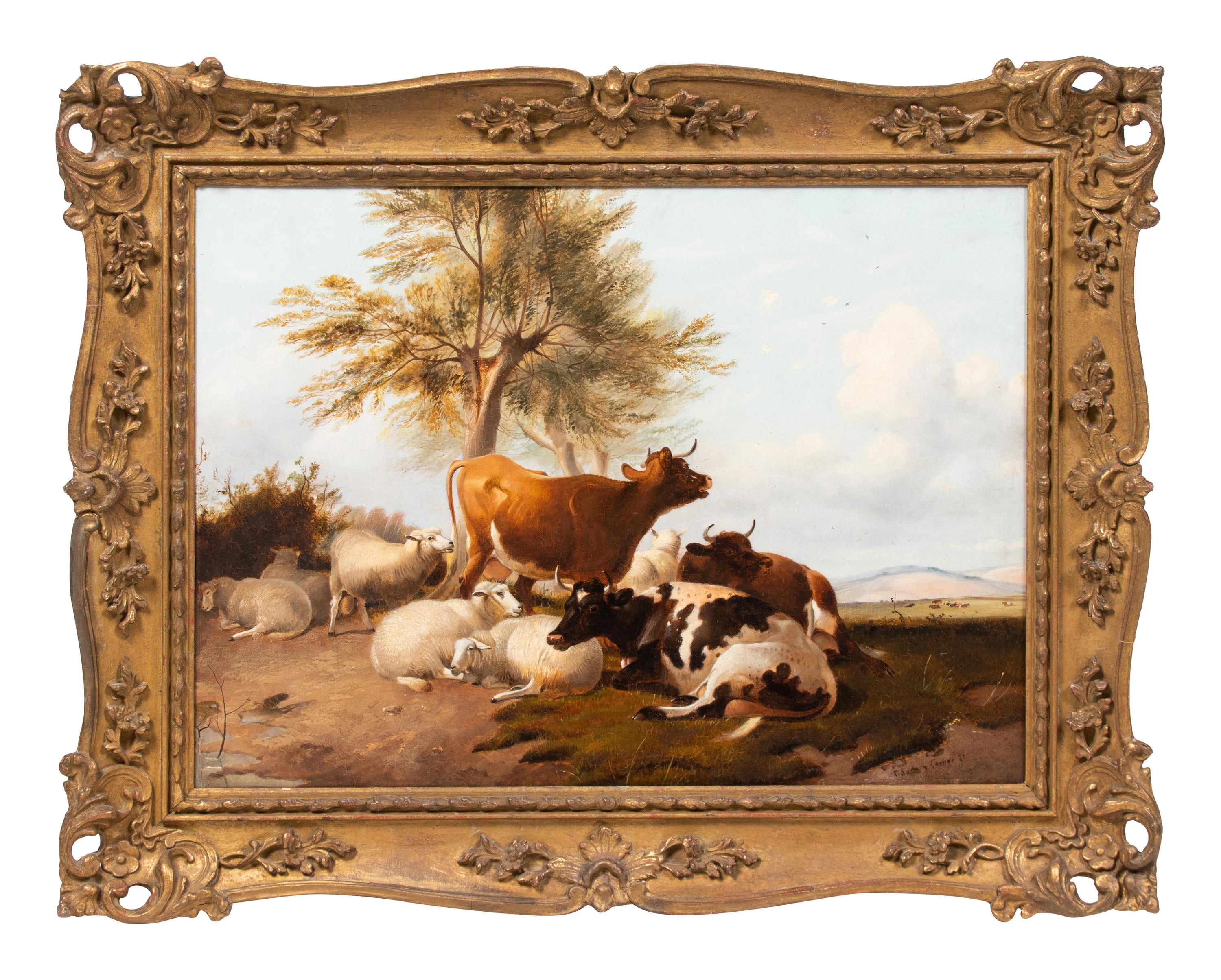 Thomas Sidney Cooper (British, 1803-1902) Sunny Afternoon oil on canvas