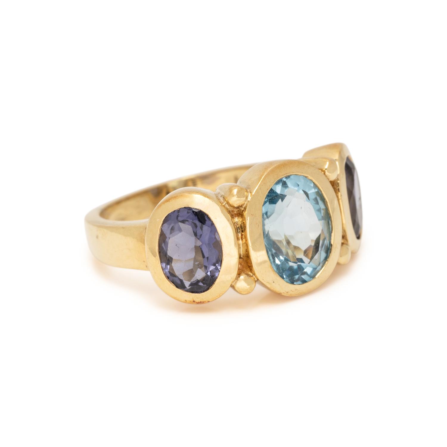 MAZ, MULTIGEM AND CULTURED PEARL RING AND CLIP EARRINGS