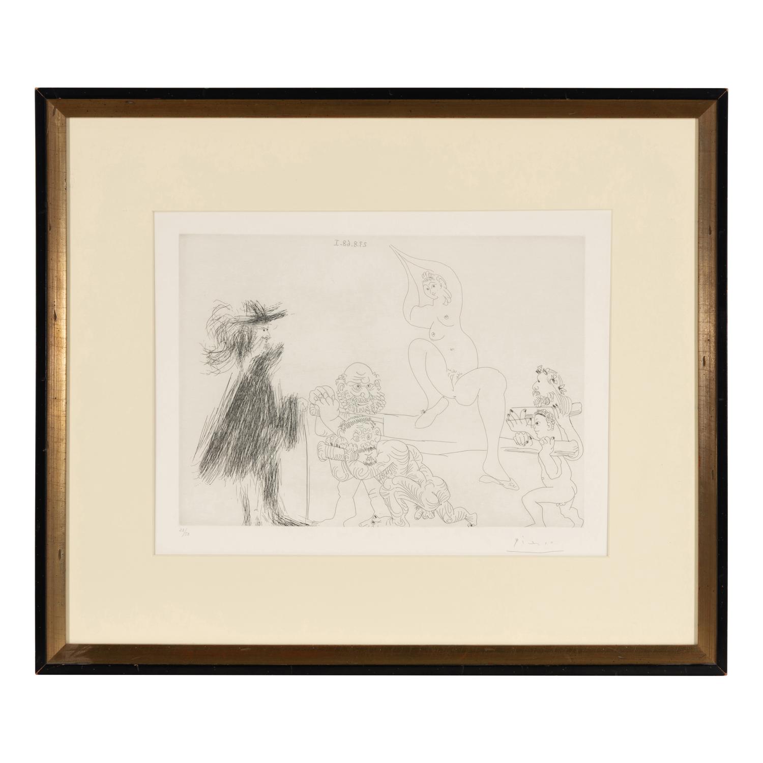 Pablo Picasso (Spanish, 1881-1973) — Quatre portefaix apportant a un gentilhomme une jeune femme sur une litiere (from Séries 347 ), 1968