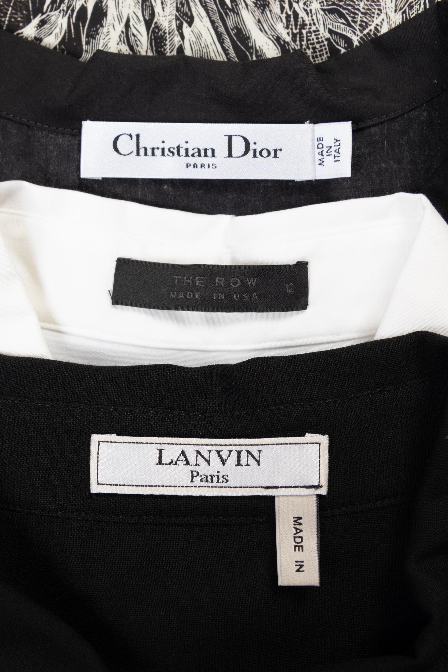 Six Designer Short Sleeve Button Down Tops, Including Dior, Lanvin, The Row