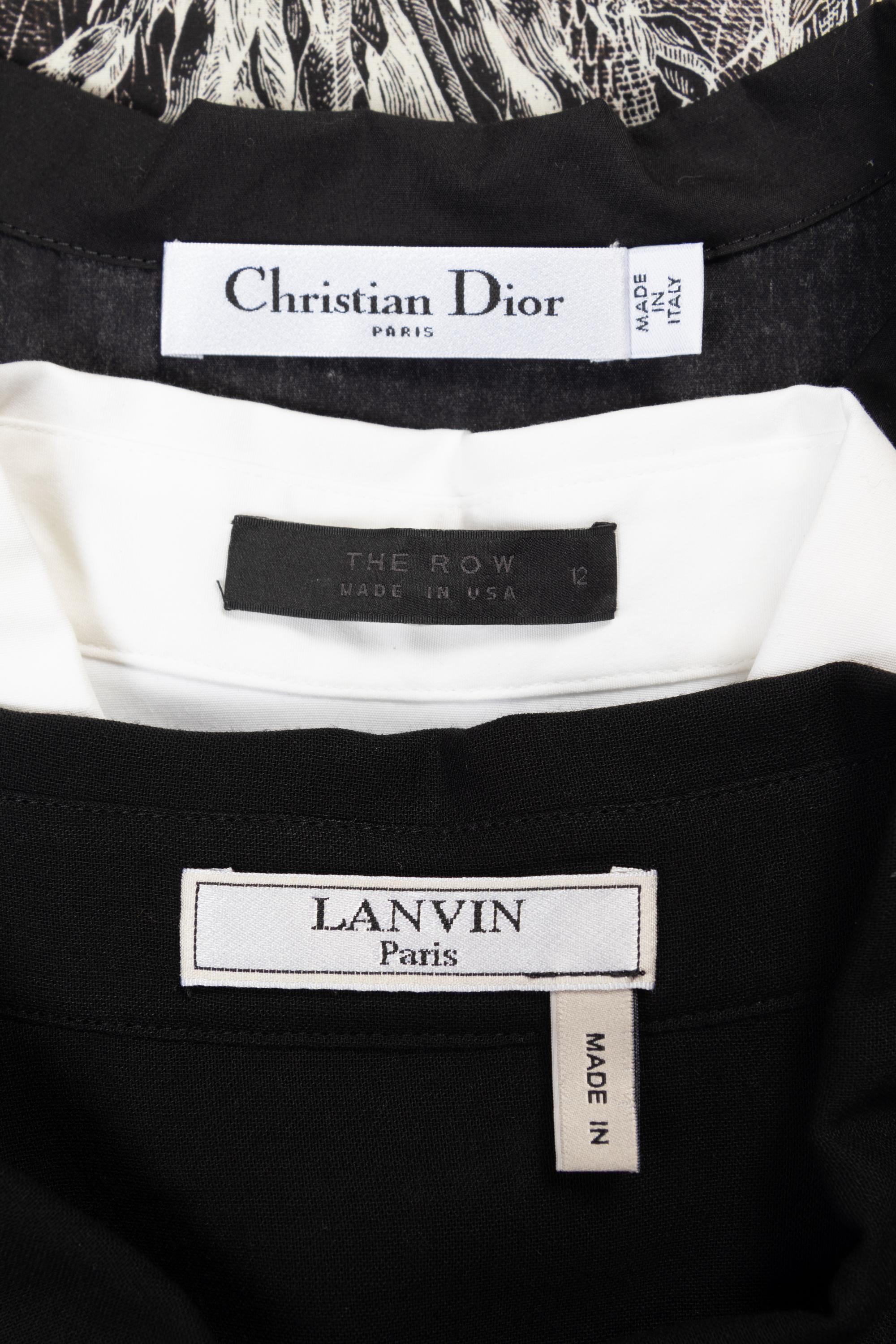 Six Designer Short Sleeve Button Down Tops, Including Dior, Lanvin, The Row