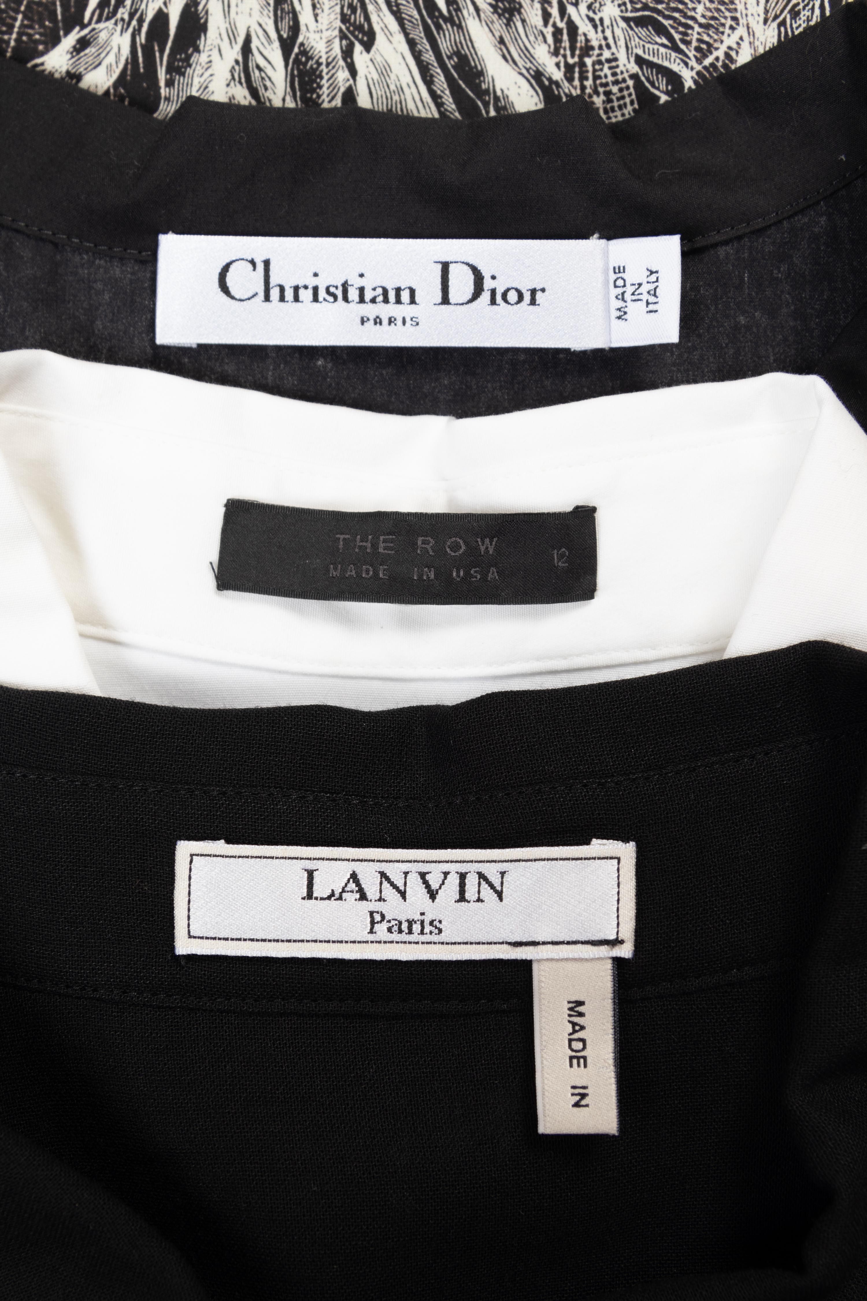 Six Designer Short Sleeve Button Down Tops, Including Dior, Lanvin, The Row