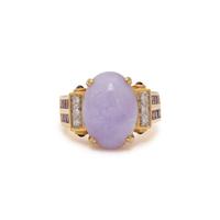 DYED LAVENDER JADE, AMETHYST, AND DIAMOND RING