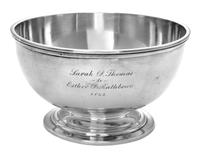 An American Coin Silver Footed Bowl, Bigelow Bros. & Kennard, Boston, MA, Mid-19th Century, the body engraved Sarah D. Thomas to Esther