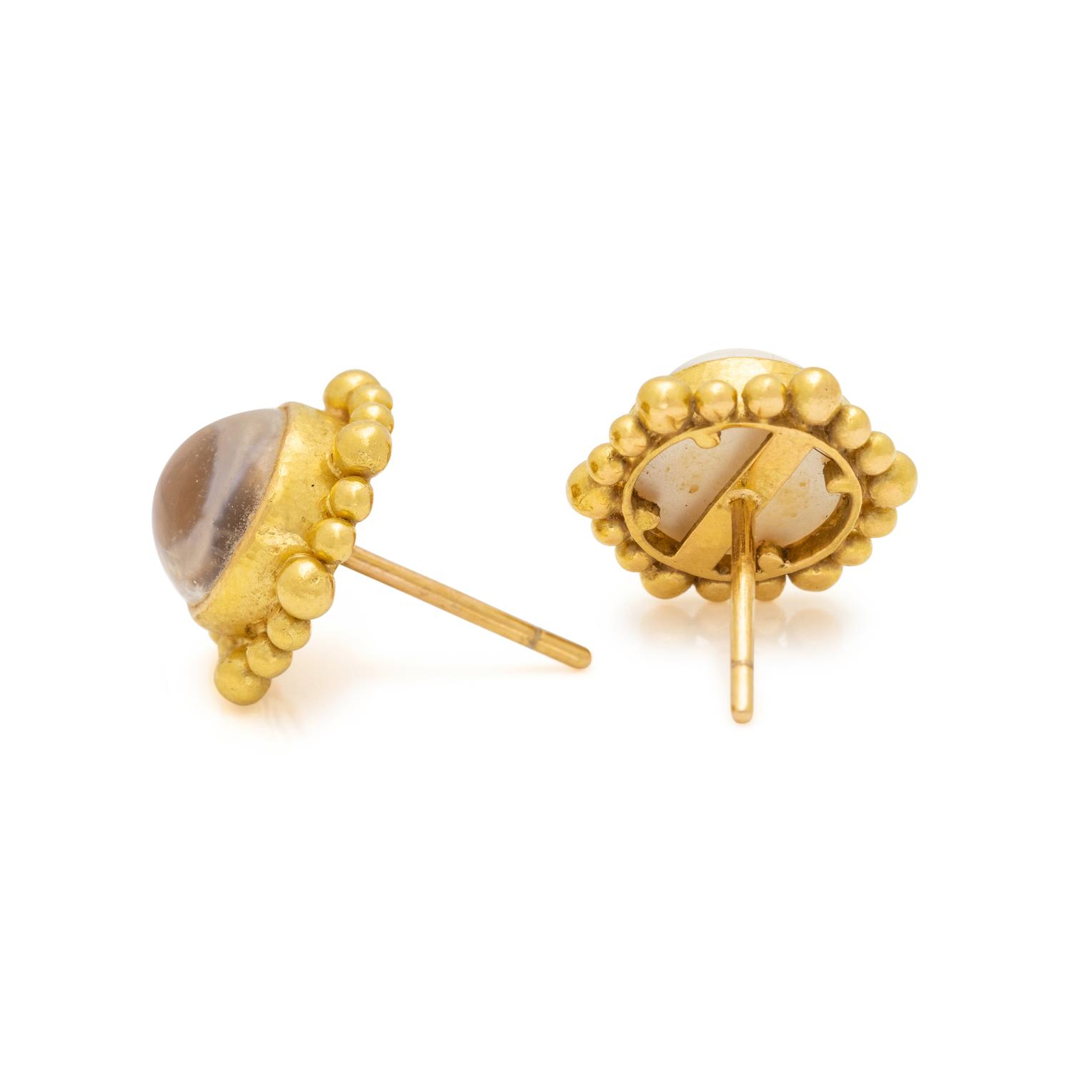 ELIZABETH LOCKE, YELLOW GOLD AND MOONSTONE EARRINGS